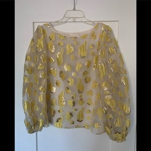 NWOT MAEVE by Anthropologie Gold Leaf Blouse